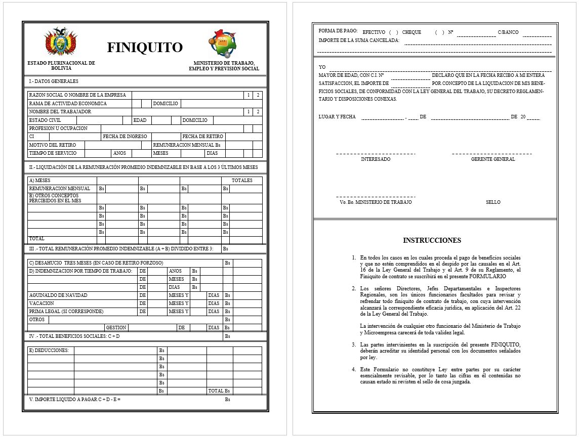 Formulario de finiquitos