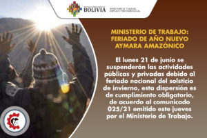 MINISTERIO DE TRABAJO: FERIADO DE AÑO NUEVO AYMARA AMAZÓNICO