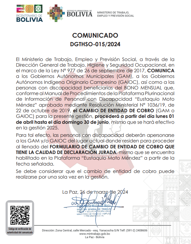 COMUNICADO DGTHSO-015/2024