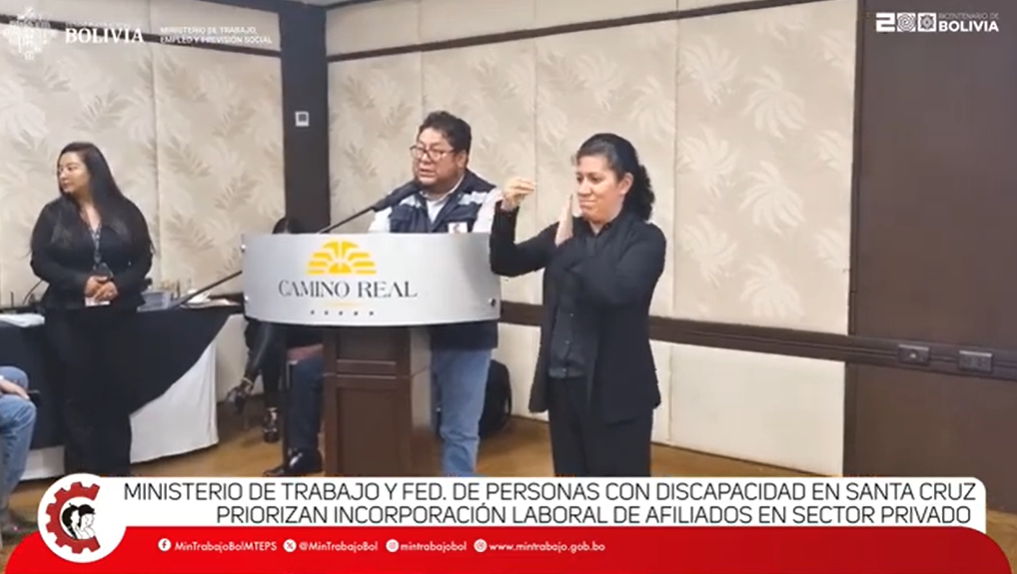 MINISTRO DE TRABAJO PARTICIPA EN REUNIÓN DE INFORMACIÓN Y COORDINACIÓN CON FEDERACIONES DE PERSONAS CON DISCAPACIDAD EN SANTA CRUZ